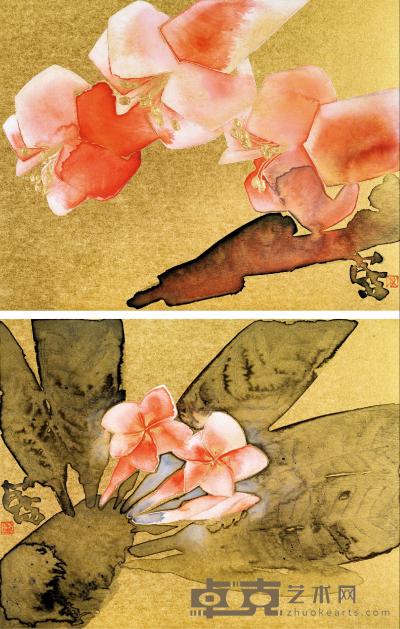 林蓝 2013年作 花语 镜心 32×41cm×2