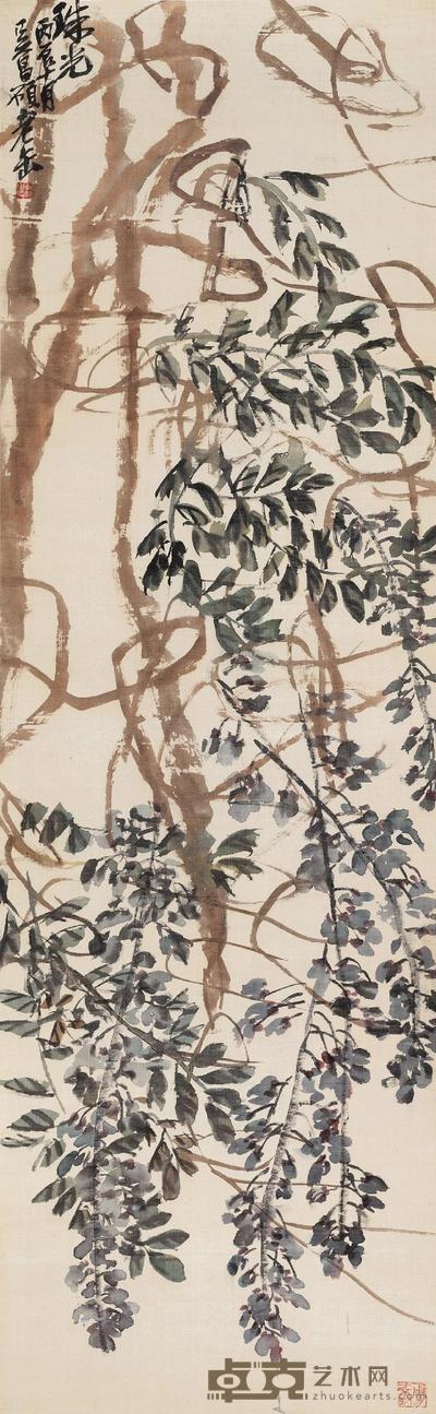 吴昌硕 1916年作 珠光图 立轴 123×37.2cm