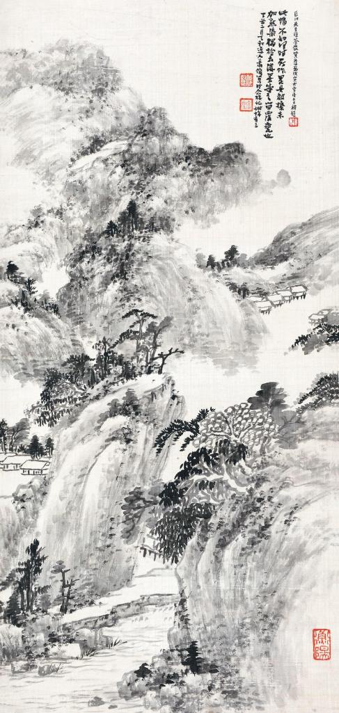 萧俊贤 1937年作 重山叠嶂图 立轴