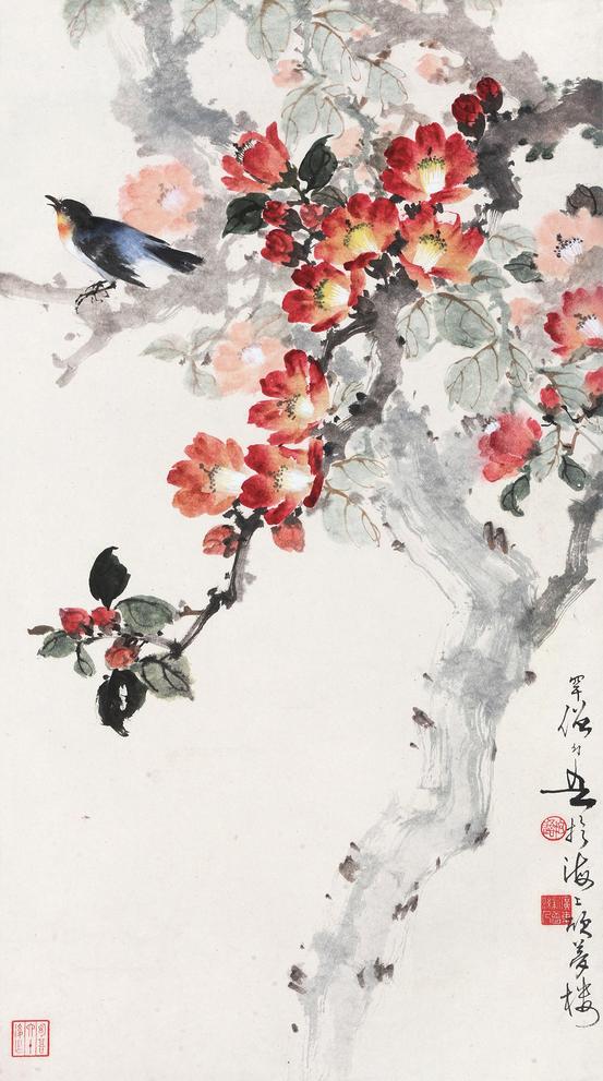 黄幻吾 木棉小鸟 镜心