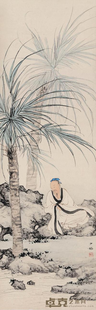 陈少梅 棕榈高士 立轴 103×32cm