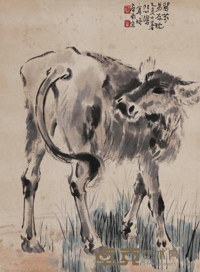 徐悲鸿 1935年作 耕牛图 立轴 72×54cm