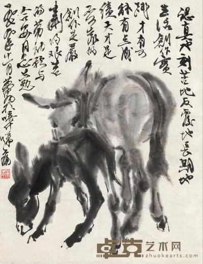 黄胄 1979年作 墨驴 立轴 45×35cm