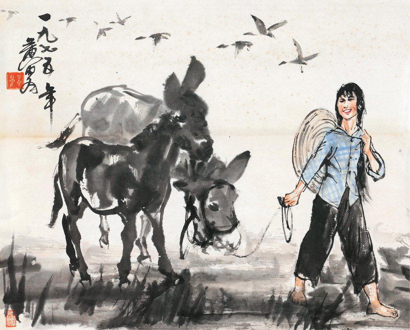 黄胄 1975年作 牧驴图 镜心