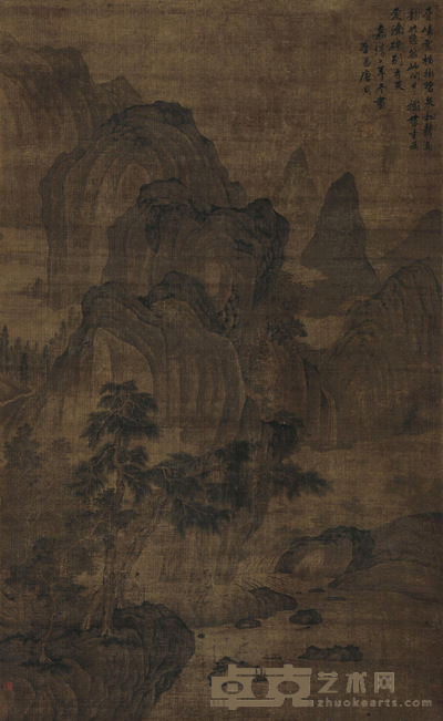 唐寅 松溪读书 立轴 155×95cm
