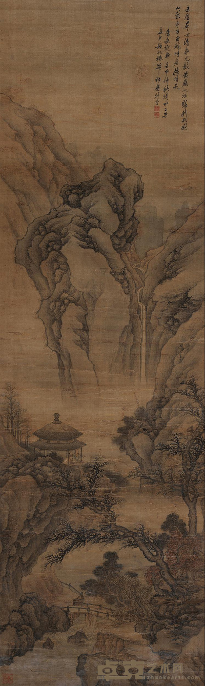 王概 庐岳观泉 立轴 177×53cm