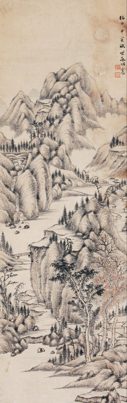 胡震 深山庭居图 立轴