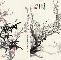 杨建侯 近春 （二帧） 镜心