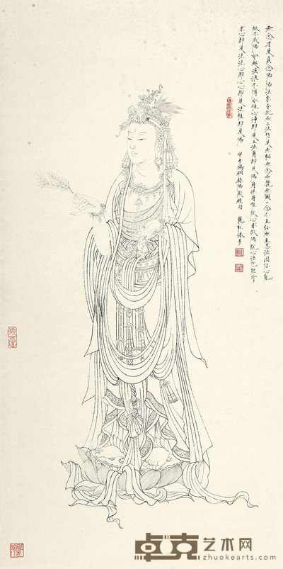 李巍松 白描观音像 立轴 100×50cm