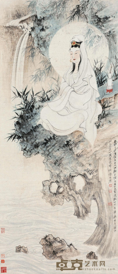 张大千 水月观音 立轴 132×57cm