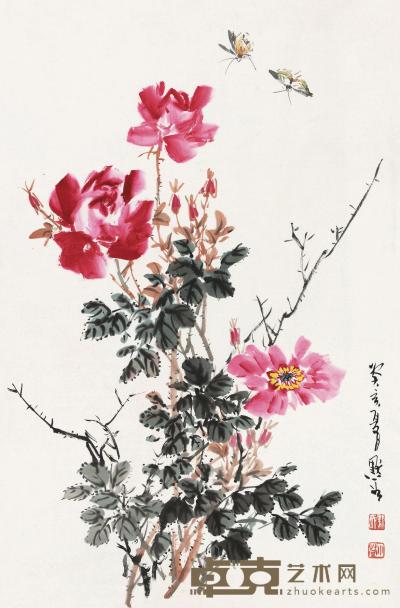 金默如 1983年作 蝶恋花 立轴 68×45cm