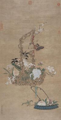 郎世宁 花卉 立轴