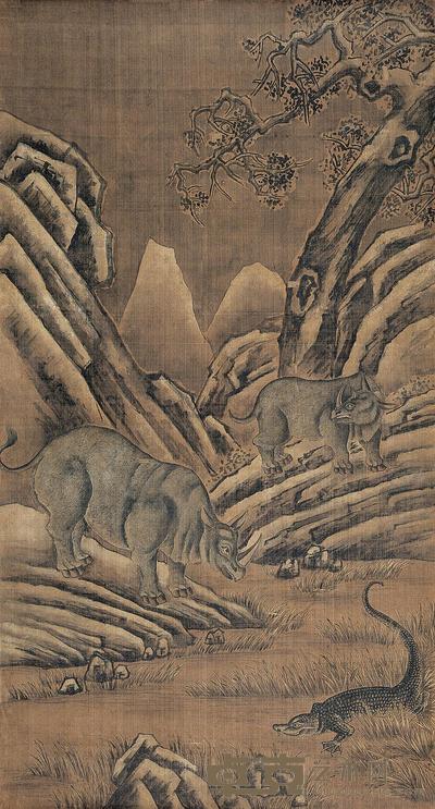 佚名 犀牛图 立轴 154×84cm