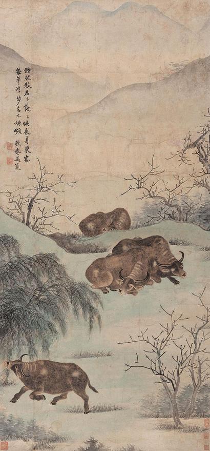 吴宽 四牛图 立轴