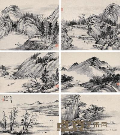 黄均 山水 册页 （七开选六） 27×23cm×7