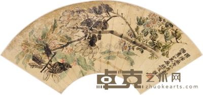 赵之谦 1870年作 花卉 扇面 18×51cm