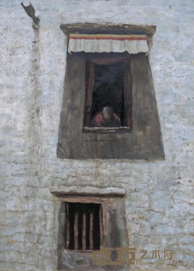 孙景波 1986年作 寺院窗口 99×72cm