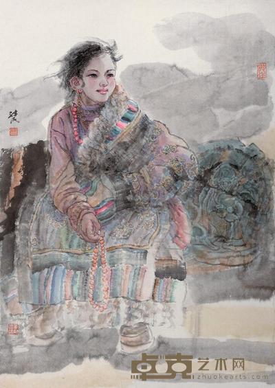 任继民 牧女 镜心 65×46cm