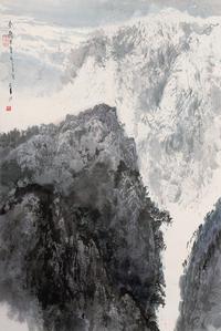 李山 1987年作 秦岭早雪 镜心