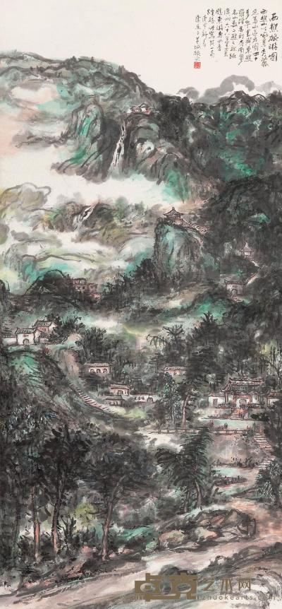 王康乐 1980年作 西樵旅游图 立轴 98×45cm