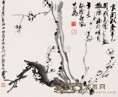 黄胄 墨梅 镜心 41×49cm