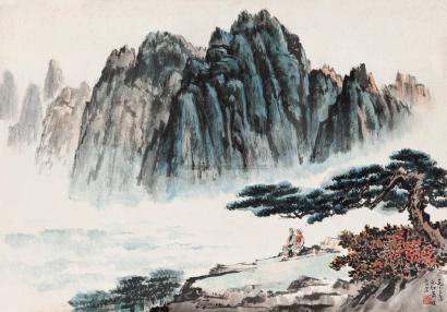 蒋兆和 萧琼 1973年作 黄山云海 立轴