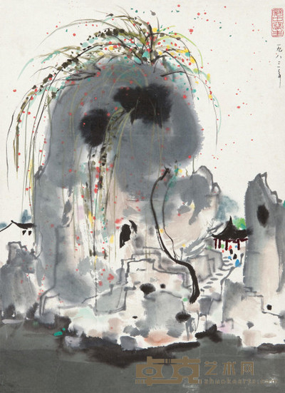 吴冠中 1983年作 苏州留园 立轴 45×33.5cm