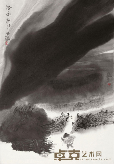 贾又福 风雨夜归 镜心 50×35cm