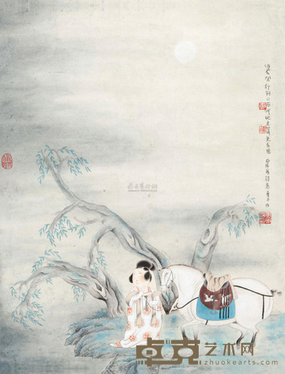 唐勇力 白居易诗意 立轴 65×50cm