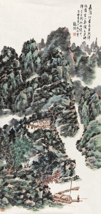 龙瑞 2005年作 嘉陵江景 镜心