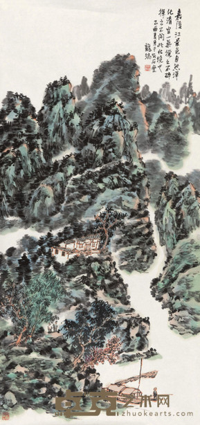 龙瑞 2005年作 嘉陵江景 镜心 136×68cm
