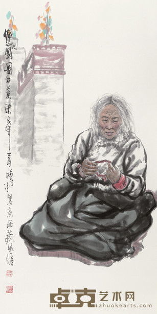 孙晓材 2010年作 佛心天国 镜心 134×67cm