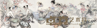 姚有多 1998年作 版纳集市 镜心 143×487cm