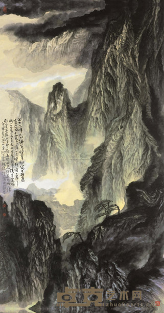 洪潮 2008年作 黄山群峰 镜心 179×96cm