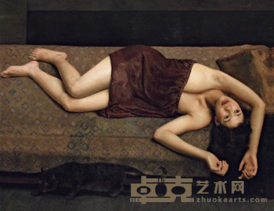 杨飞云 1989年作 带猫的人体 80×100cm