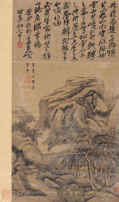 王蒙（明） （款） 松恋雨意 立轴 52×28cm