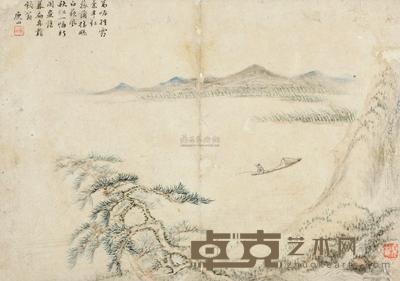 庾山 松溪闲泛 镜心 24×34cm