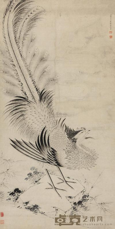 严绳荪 墨凤凰 立轴 183×93cm