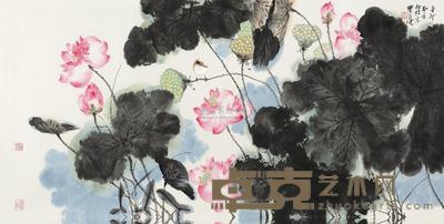 贾广健 2011年作 荷塘幽趣 镜心 68×136cm