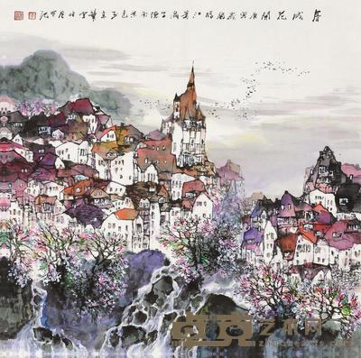 萧瀚 2010年作 春城花开 镜心 68×68cm