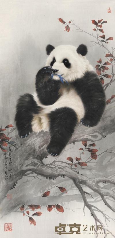 王申勇 2011年作 熊猫 镜心 87×43cm