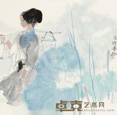 周思聪 荷花少女 镜心 69×69cm