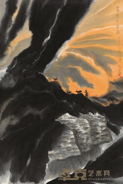 贾又福 霞光云影图 镜心 79×53cm