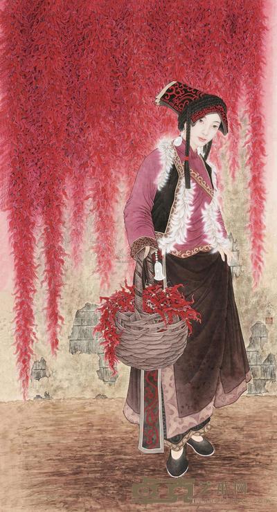 崔景哲 2008年作 火红的日子 镜心 220×119cm