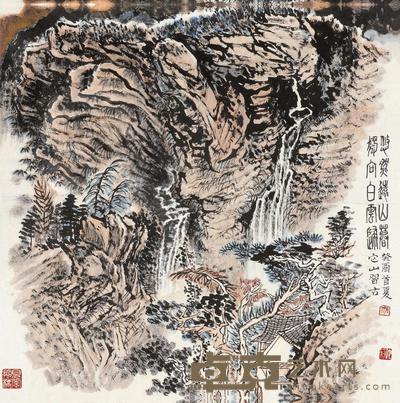 张仃 1993年作 悠然远山暮 镜心 68×68cm