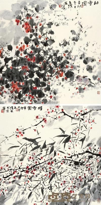 王璜生 2011年作 初雪 镜心 69×69cm×2
