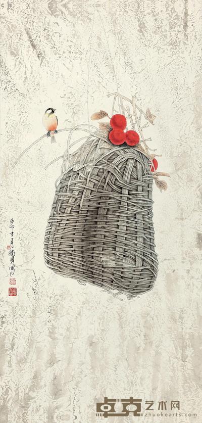 乔卫明 2011年作 渔篓 镜心 132×64cm
