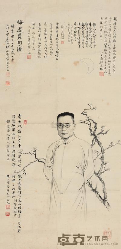 胡亚光 “梅边觅句图” (一幅) 88×42.5cm