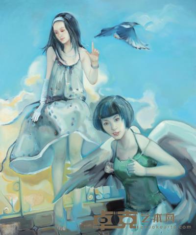 李翠 2006年作 两个女孩 180×150cm