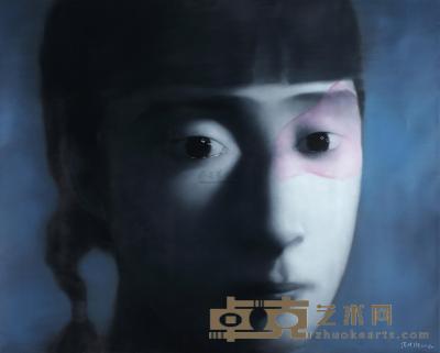 张晓刚 2008年作 深蓝色背景下的女孩 120×150cm